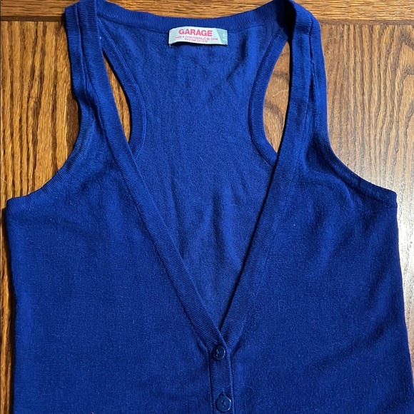 Garage | Women’s Size S Deep Blue Fitted Knitted Vest Top - Picture 3 of 5